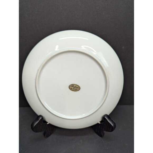 Andrea by Sandek Blue and Red Floral Gold Rimmed Salad Plate Decorative Plate - Picture 5 of 6